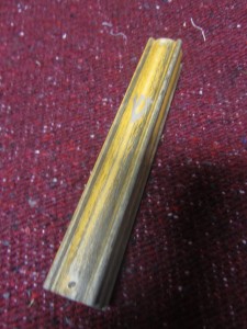 After three years much of the finish has already worn off of this Lederos Mezuzah  Case.